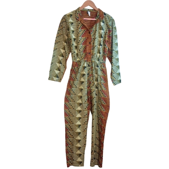 NWT Fahari Bazaar Sustainable Artsy Sz S Hand-dyed Handwoven Cotton Jumpsuit - Picture 3 of 16